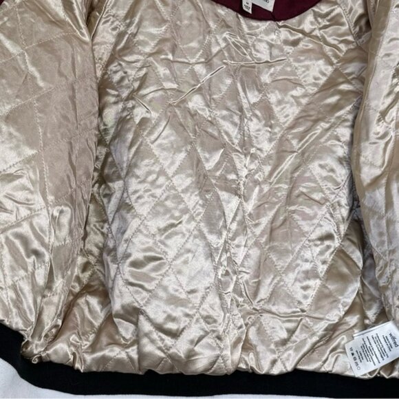 Aritzia WilfredFree Toulin Embroidered Satin Bomber Jacket Quilted Pockets Zip M - Picture 11 of 16